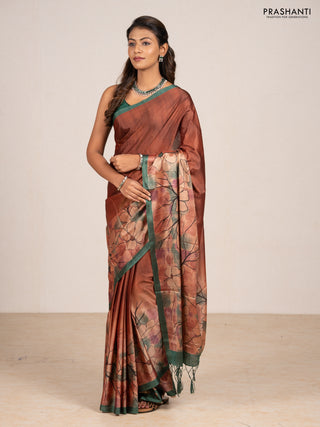 Mustard Yellow & Grey Printed Silk - Floral Prints