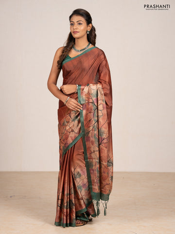 Mustard Yellow & Grey Printed Silk - Floral Prints