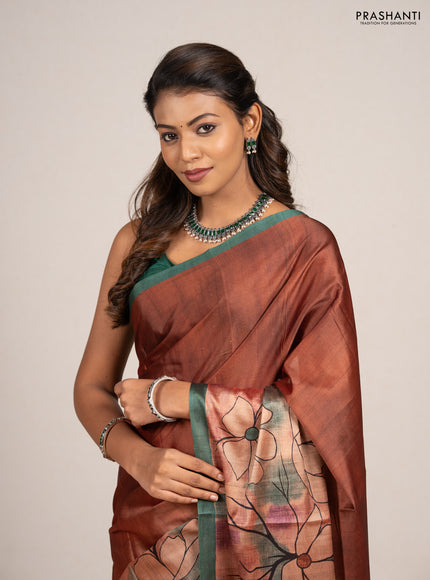 Mustard Yellow & Grey Printed Silk - Floral Prints