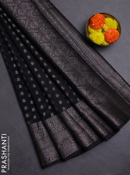 Black Semi Chiniya Silk Saree