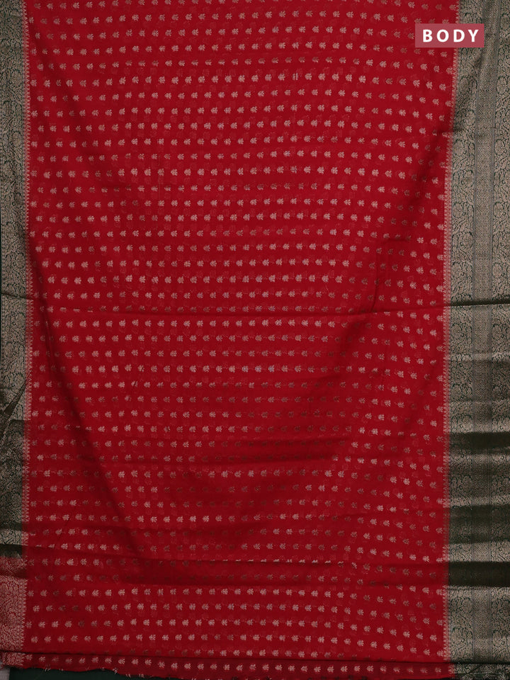 Red & Green Semi Chiniya Silk Saree