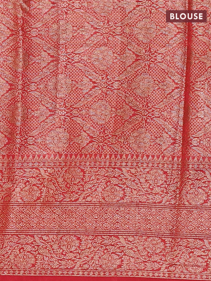 Bottle Green & Red Semi Chiniya Silk Saree