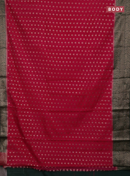Pink & Bottle Green Semi Chiniya Silk Saree