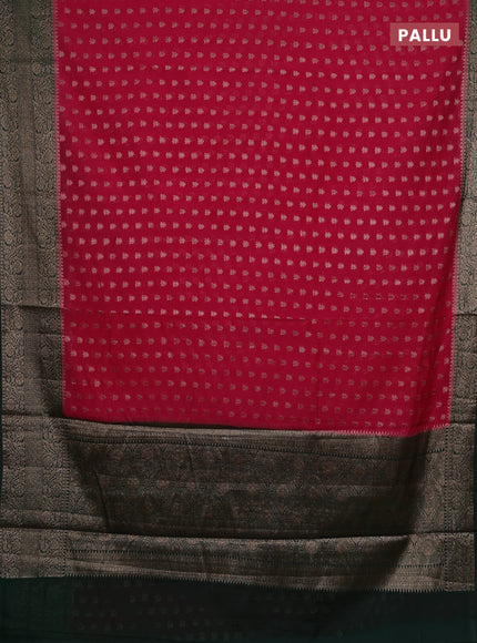 Pink & Bottle Green Semi Chiniya Silk Saree