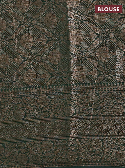 Pink & Bottle Green Semi Chiniya Silk Saree