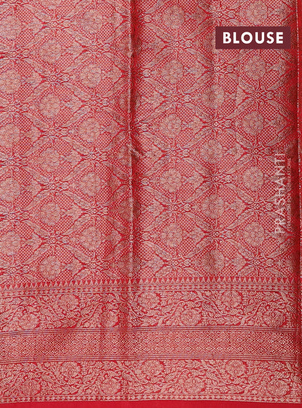 Navy Blue & Red Semi Chiniya Silk Saree