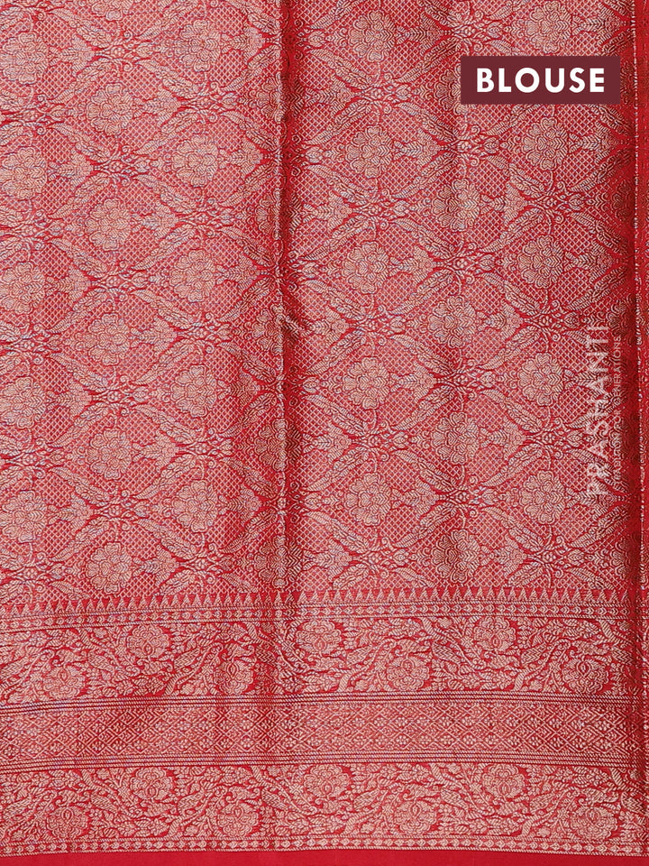 Navy Blue & Red Semi Chiniya Silk Saree