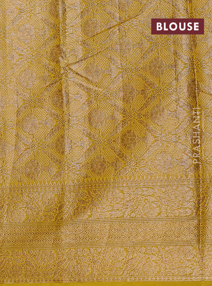 Coffee Brown & Mustard Green Semi Chiniya Silk Saree