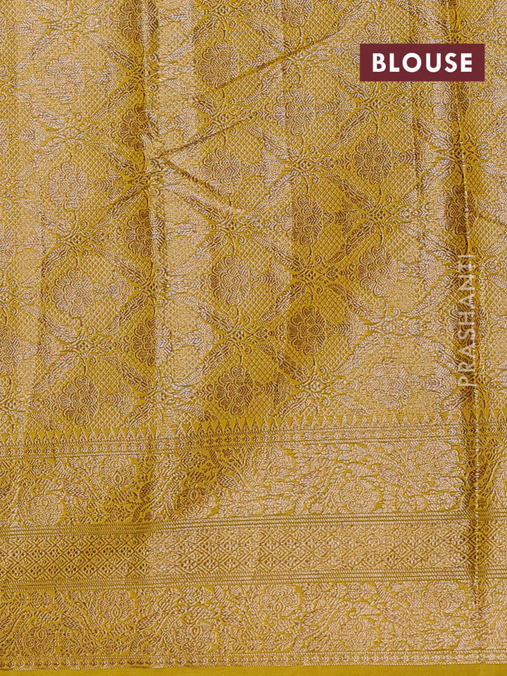 Coffee Brown & Mustard Green Semi Chiniya Silk Saree
