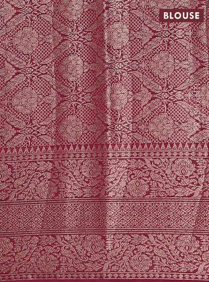 Peacock Blue & Wine Semi Chiniya Silk Saree