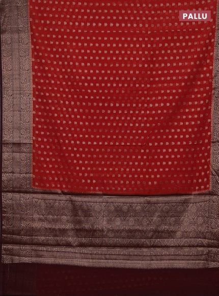 Rustic Orange & Wine Semi Chiniya Silk Saree