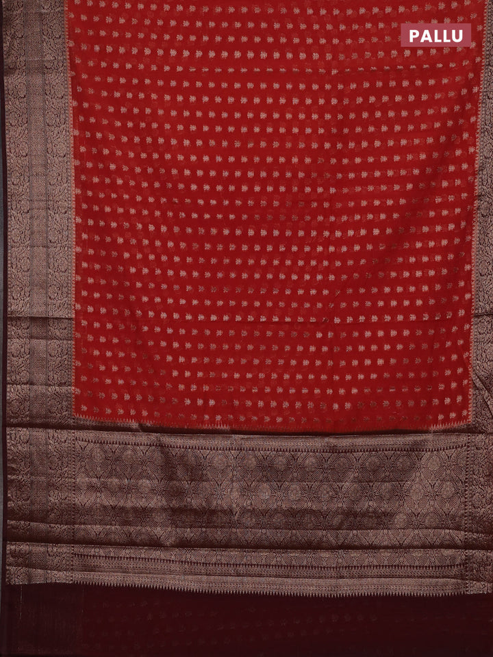 Rustic Orange & Wine Semi Chiniya Silk Saree