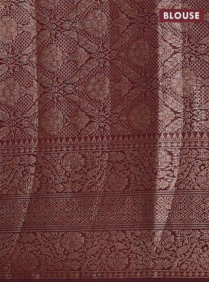 Rustic Orange & Wine Semi Chiniya Silk Saree
