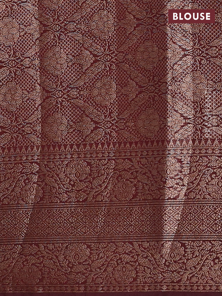 Rustic Orange & Wine Semi Chiniya Silk Saree