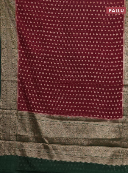 Wine & Bottle Green Semi Chiniya Silk Saree