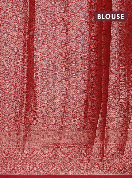 Navy Blue & Red Semi Chiniya Silk Saree