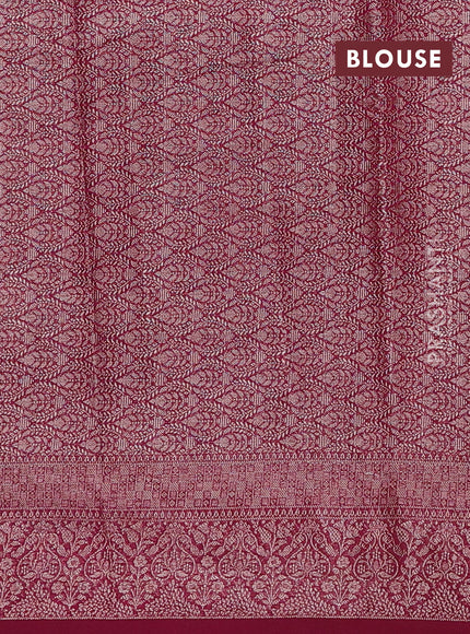 Peacock Blue & Wine Semi Chiniya Silk Saree