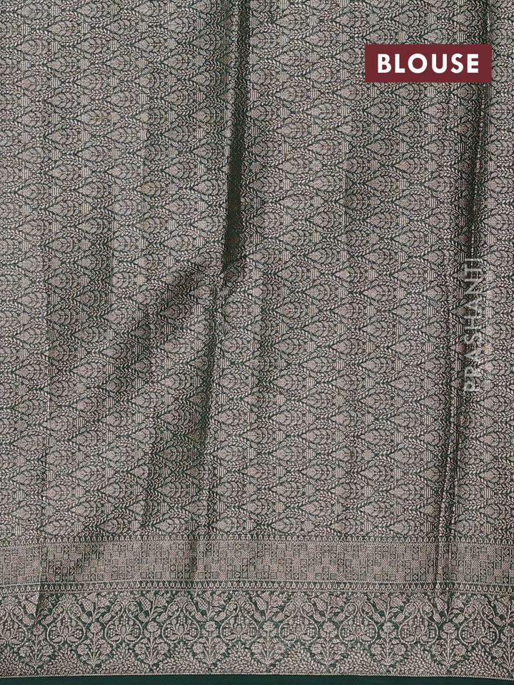 Pink & Bottle Green Semi Chiniya Silk Saree