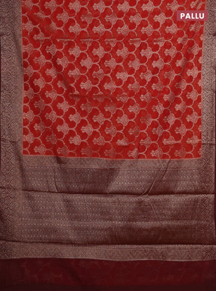 Rustic Orange & Brown Semi Chiniya Silk Saree