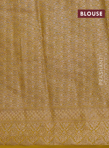 Coffee Brown & Mustard Green Semi Chiniya Silk Saree