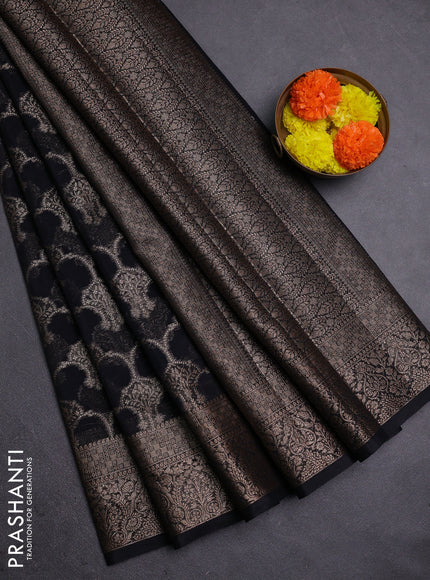 Black Semi Chiniya Silk Saree