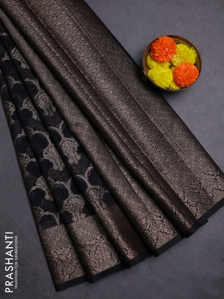 Black Semi Chiniya Silk Saree