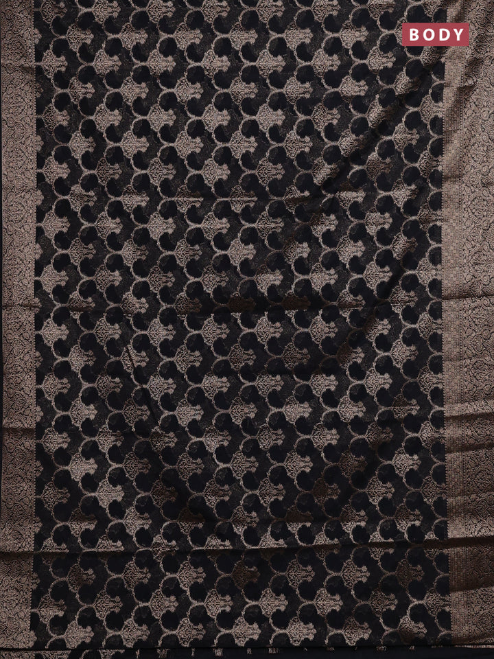 Black Semi Chiniya Silk Saree