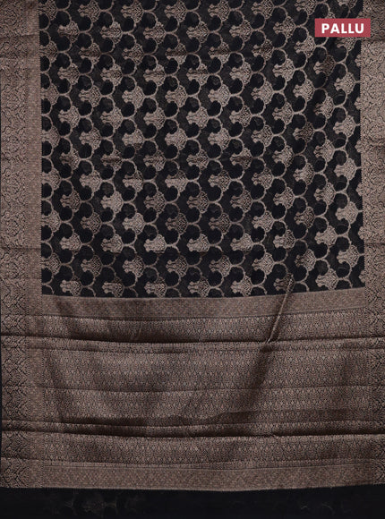 Black Semi Chiniya Silk Saree
