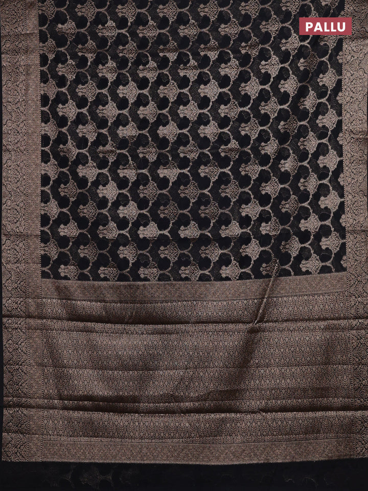 Black Semi Chiniya Silk Saree