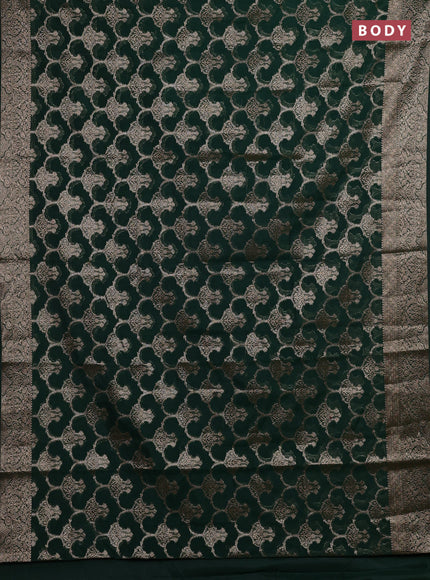 Bottle Green Semi Chiniya Silk Saree