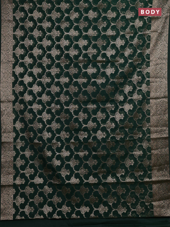 Bottle Green Semi Chiniya Silk Saree