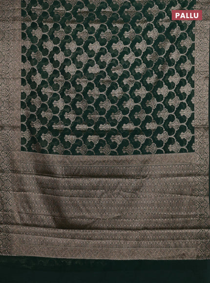 Bottle Green Semi Chiniya Silk Saree