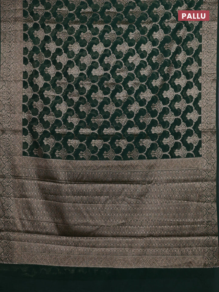 Bottle Green Semi Chiniya Silk Saree