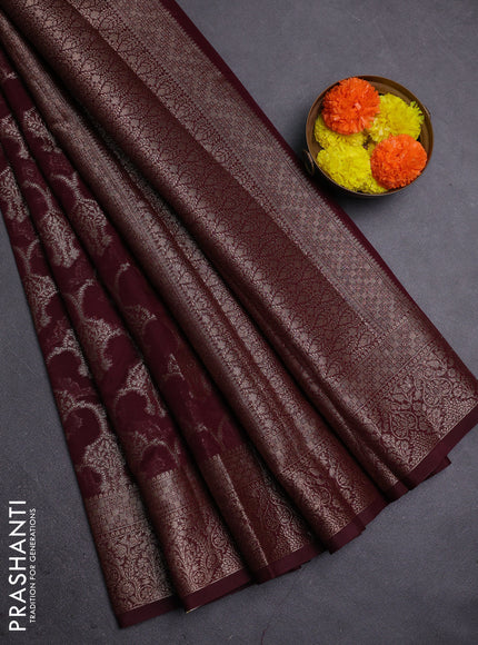 Maroon Semi Chiniya Silk Saree