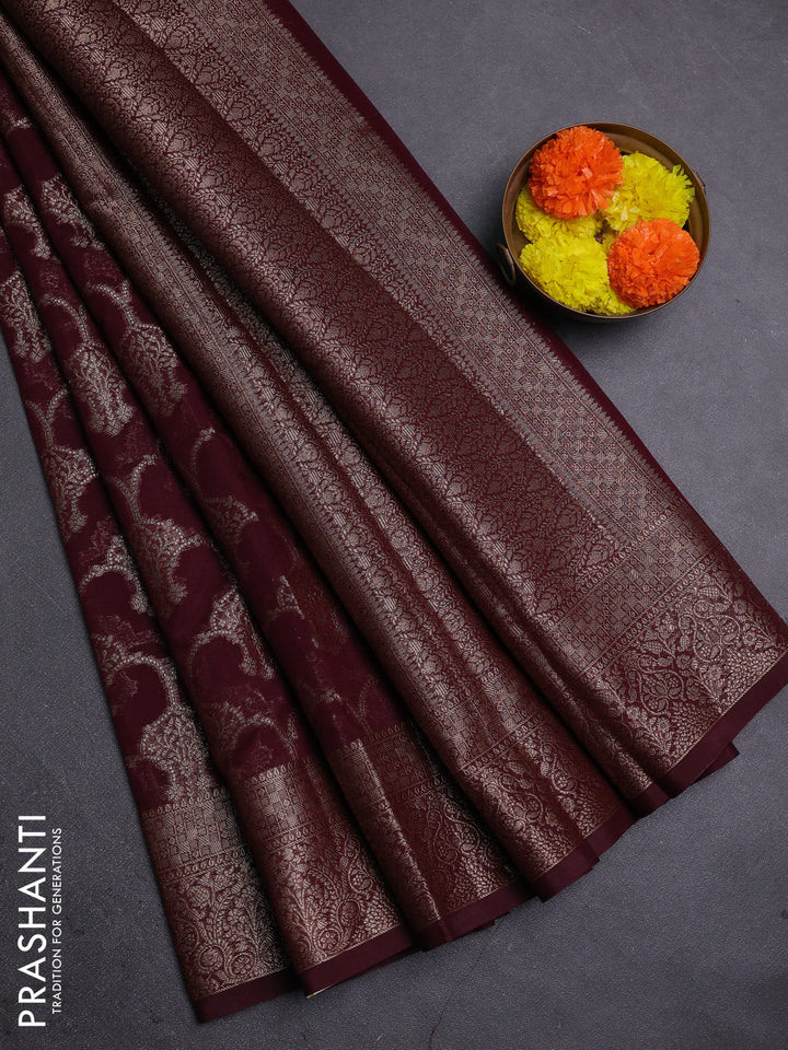 Maroon Semi Chiniya Silk Saree