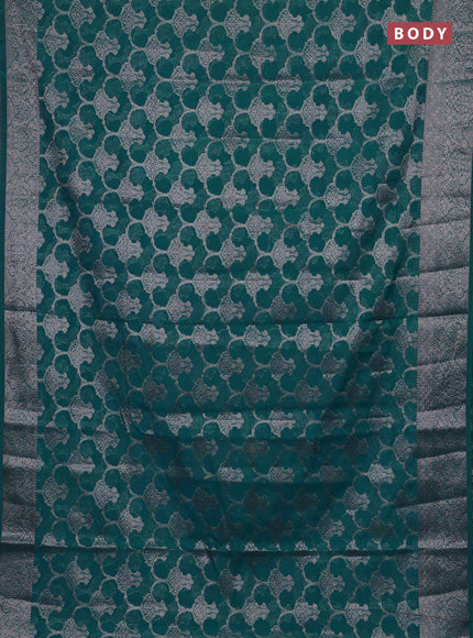 Teal Blue Semi Chiniya Silk Saree