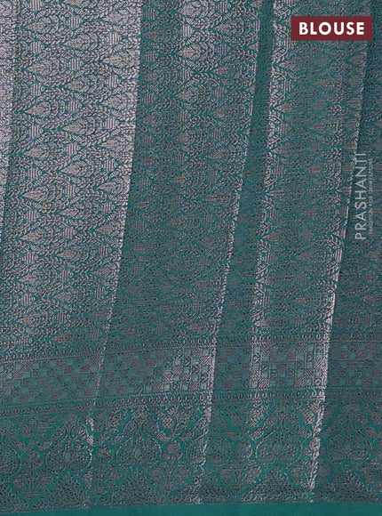 Teal Blue Semi Chiniya Silk Saree