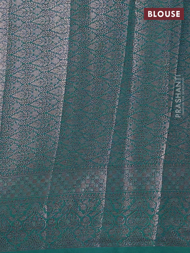 Teal Blue Semi Chiniya Silk Saree