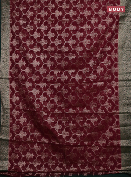 Wine & Bottle Green Semi Chiniya Silk Saree