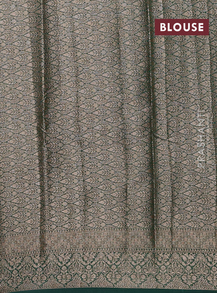 Wine & Bottle Green Semi Chiniya Silk Saree