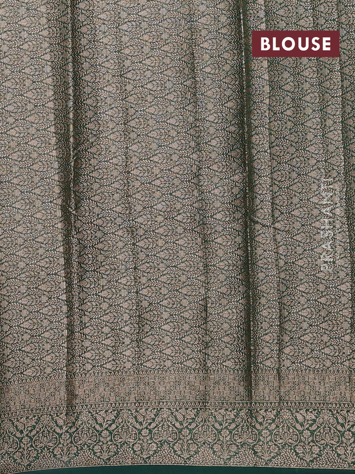 Wine & Bottle Green Semi Chiniya Silk Saree
