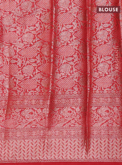 Navy Blue & Red Semi Chiniya Silk Saree