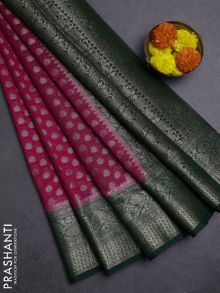 Pink & Green Semi Chiniya Silk Saree