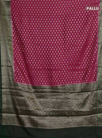 Pink & Green Semi Chiniya Silk Saree