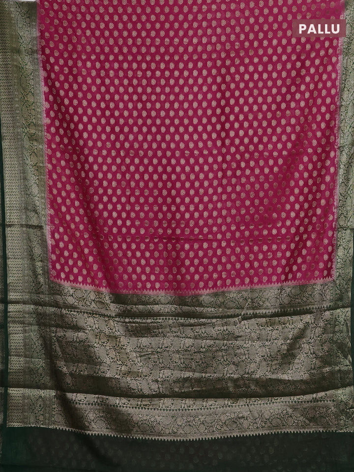 Pink & Green Semi Chiniya Silk Saree