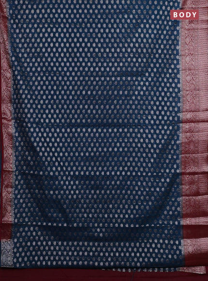 Peacock Green & Wine Semi Chiniya Silk Saree