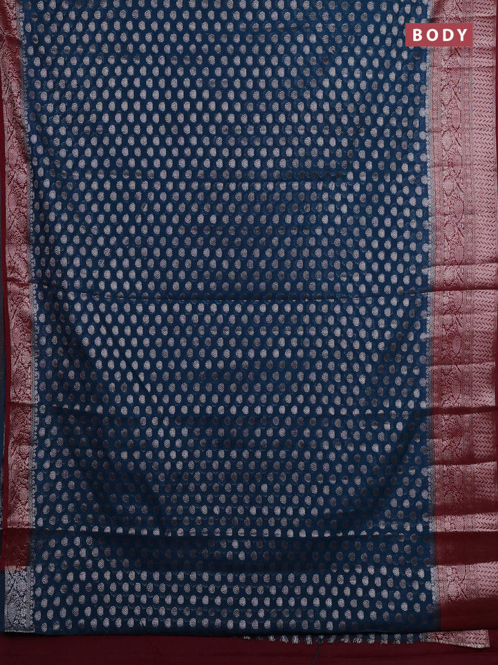 Peacock Green & Wine Semi Chiniya Silk Saree