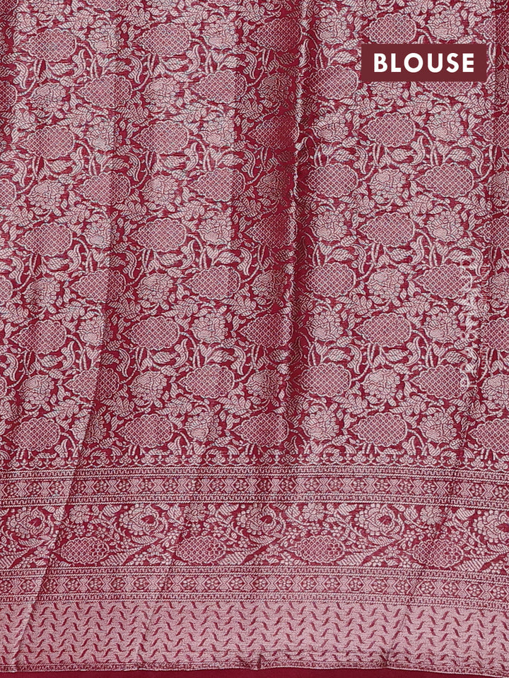 Peacock Green & Wine Semi Chiniya Silk Saree
