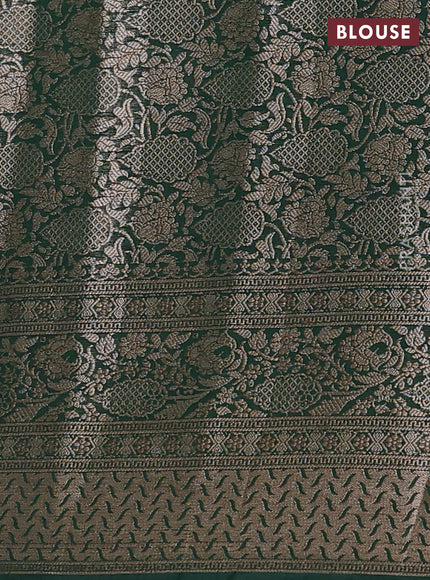 Red & Bottle Green Semi Chiniya Silk Saree