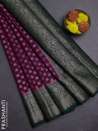 Wine & Green Semi Chiniya Silk Saree